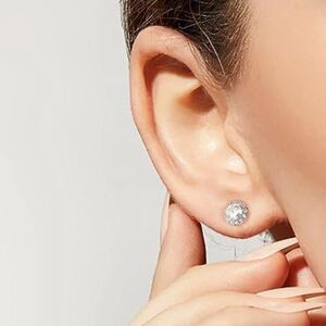 Moissanite Earrings 925 Sterling Silver Studs 1 Carat Halo Diamond Earrings